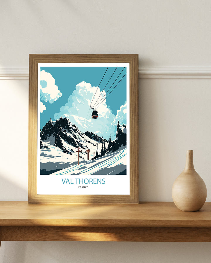 Val Thorens Travel Poster, France, Val Thorens Ski poster, Ski Resort poster, Val Thorens ski,, Wall Art, Art Poster