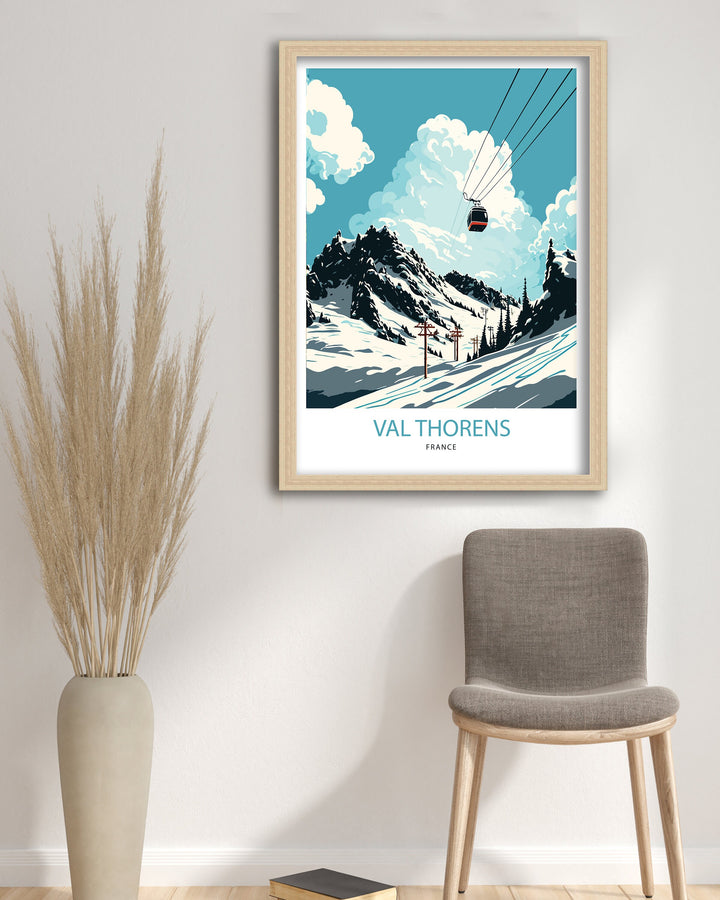 Val Thorens Travel Poster, France, Val Thorens Ski poster, Ski Resort poster, Val Thorens ski,, Wall Art, Art Poster