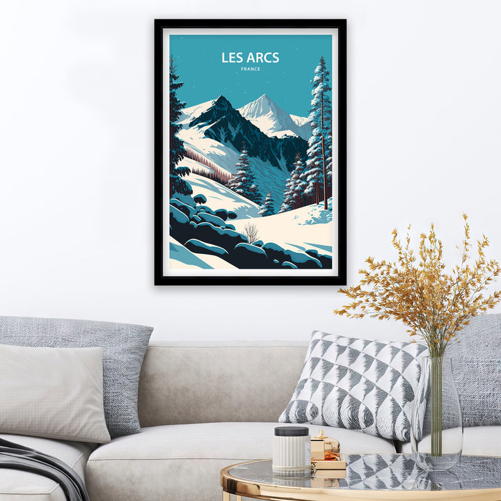 Les Arcs Travel Poster, Ski Poster