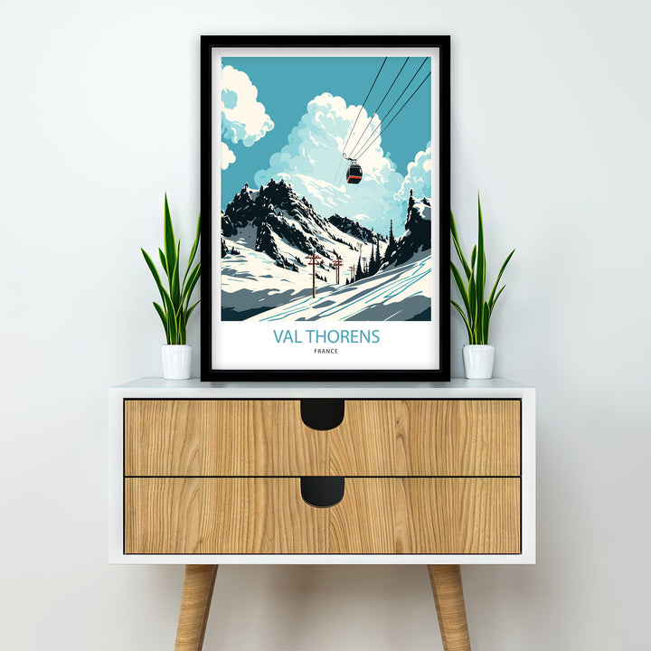 Val Thorens Travel Poster, France, Val Thorens Ski poster, Ski Resort poster, Val Thorens ski,, Wall Art, Art Poster