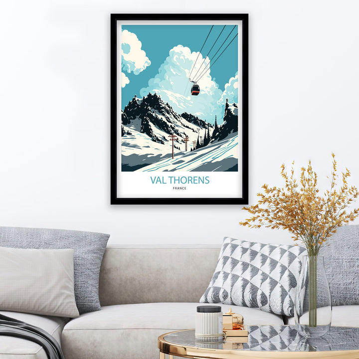 Val Thorens Travel Poster, France, Val Thorens Ski poster, Ski Resort poster, Val Thorens ski,, Wall Art, Art Poster