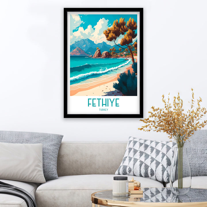 Fethiye Turkey Travel Poster , Fethiye