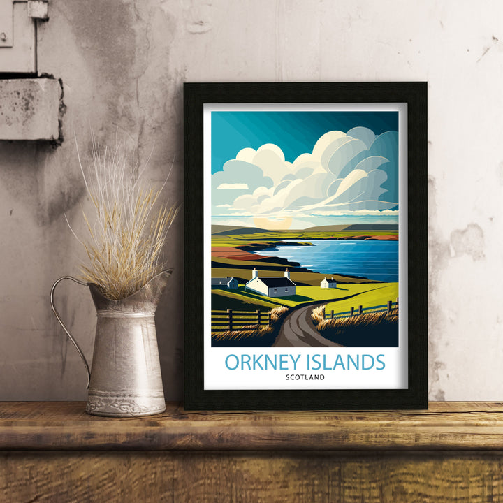 Orkney Islands Travel Poster , Orkney Wall Art, Scotland Poster, Orkney Illustration, Travel Gift for Scotland, Orkney Home Decor