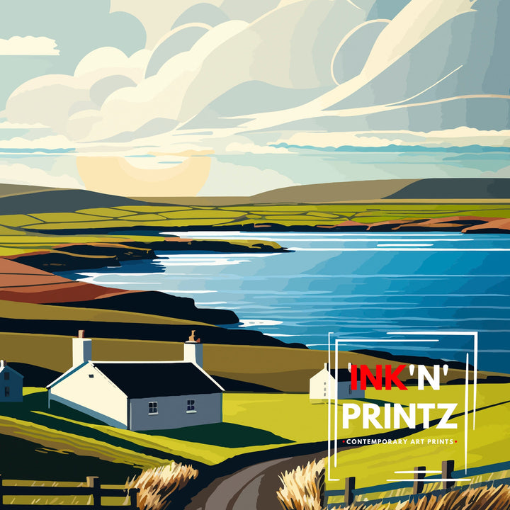 Orkney Islands Travel Poster , Orkney Wall Art, Scotland Poster, Orkney Illustration, Travel Gift for Scotland, Orkney Home Decor