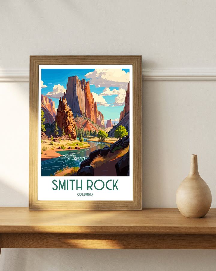 Smith Rock Travel Poster|, Columbia Travel Poster Oregon