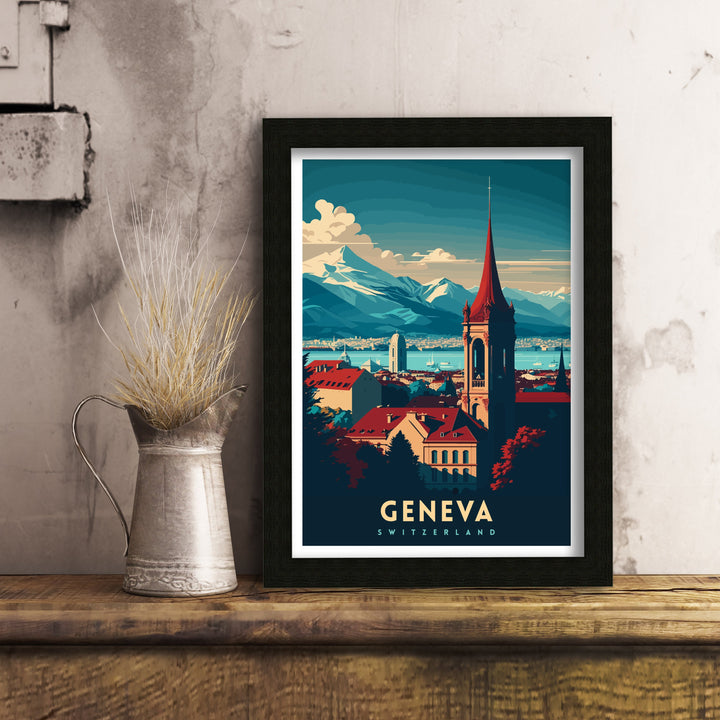 Geneva Switzerland Travel Poster Geneva Wall Art Geneva Home Decor Geneva Illustration Travel Poster Gift For Geneva Switzerland Home Decor