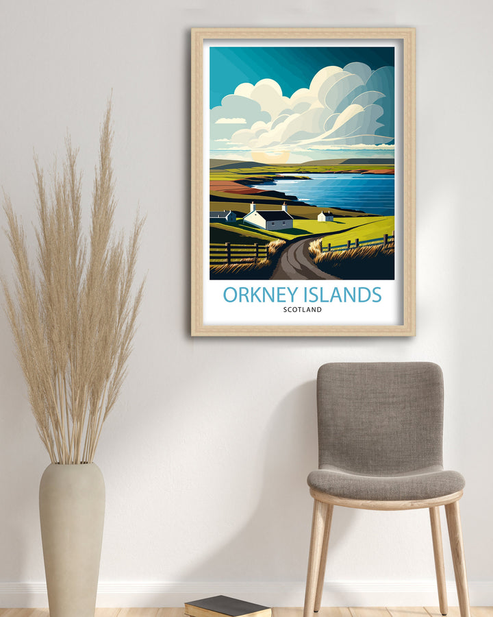 Orkney Islands Travel Poster , Orkney Wall Art, Scotland Poster, Orkney Illustration, Travel Gift for Scotland, Orkney Home Decor