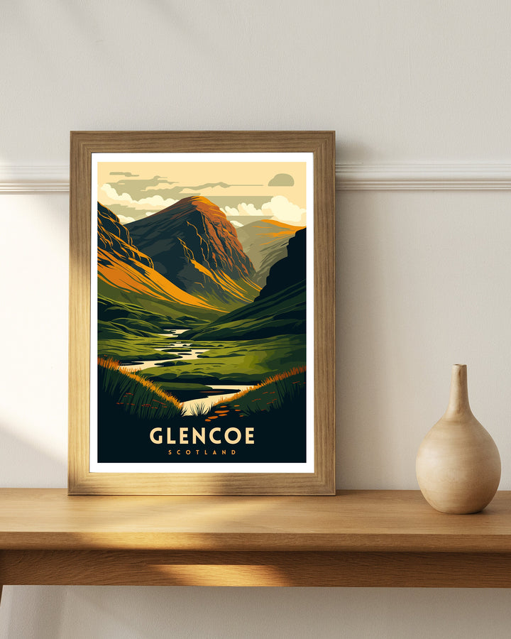 Glencoe Scotland Travel Poster Glencoe Wall Art Glencoe Illustration Scotland Poster Scotland