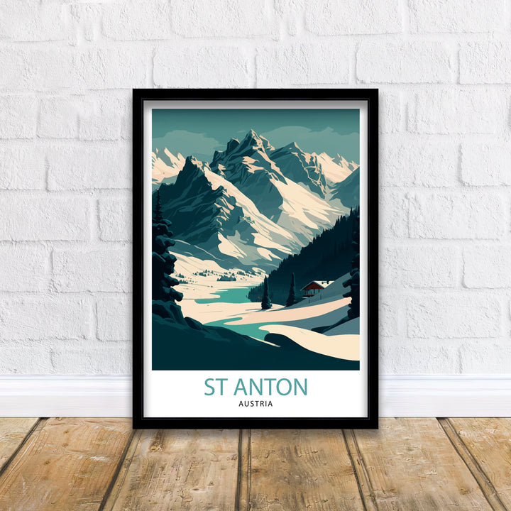 St. Anton Ski Resort Poster Austria Skiing Wall Art Winter Sports Decor Skiing Gift Travel Poster Austrian Ski Poster Austria Ski Poster