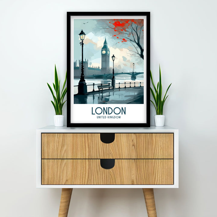 London Travel Poster London Wall Art London Home Decor London Illustration Travel Poster Gift For London UK Home Decor