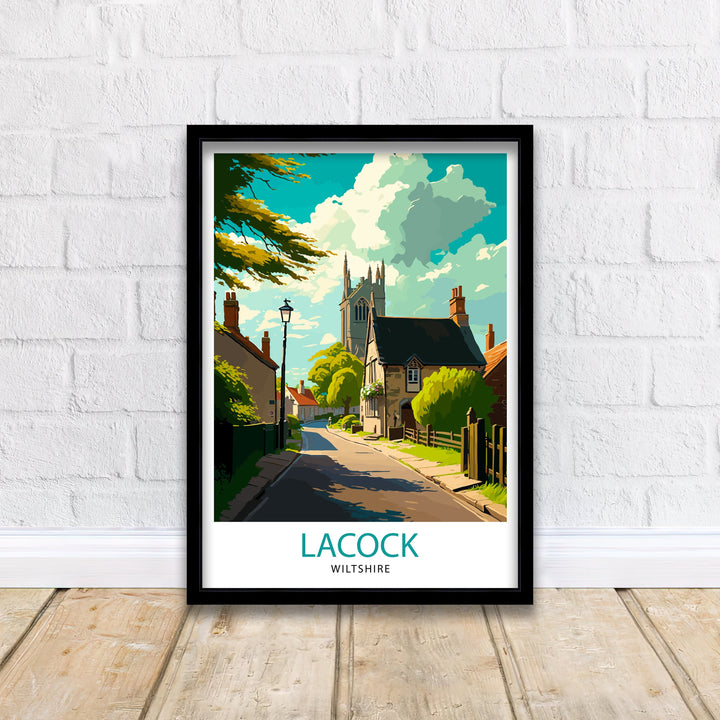 Laycock Wiltshire Travel Poster Laycock Abbey Wall Art England Countryside Illustration Travel Poster Gift For England Lovers UK Home Decor