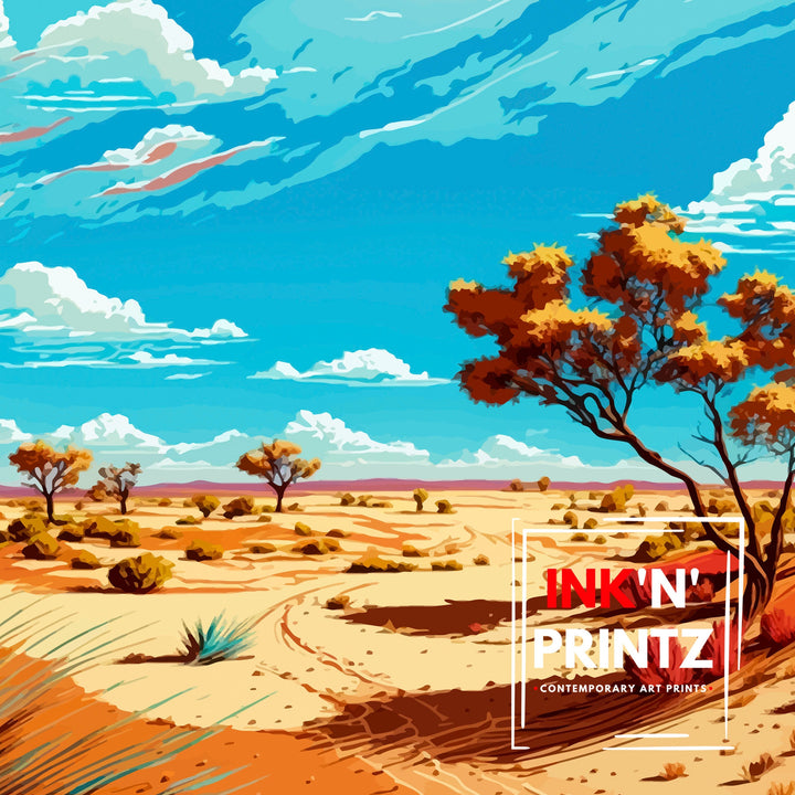 Lake Mungo Australia Travel Poster Lake Mungo Wall Art Australia Travel Poster Lake Mungo National Park Illustration Gift for Australia