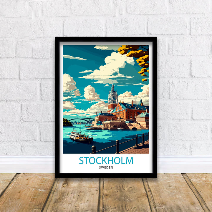 Stockholm Sweden Travel Poster Stockholm Wall Art Sweden Illustration Scandinavian Travel Poster Gift for Traveler Sweden Home Decor