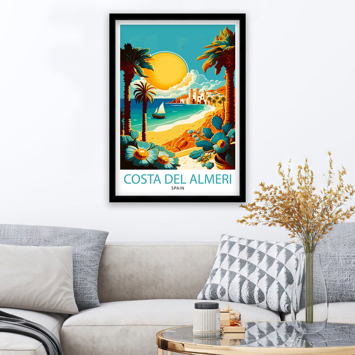 Costa del Almeria Travel Poster Spain Wall Art Almeria Illustration Coastal Decor Spain Travel Poster