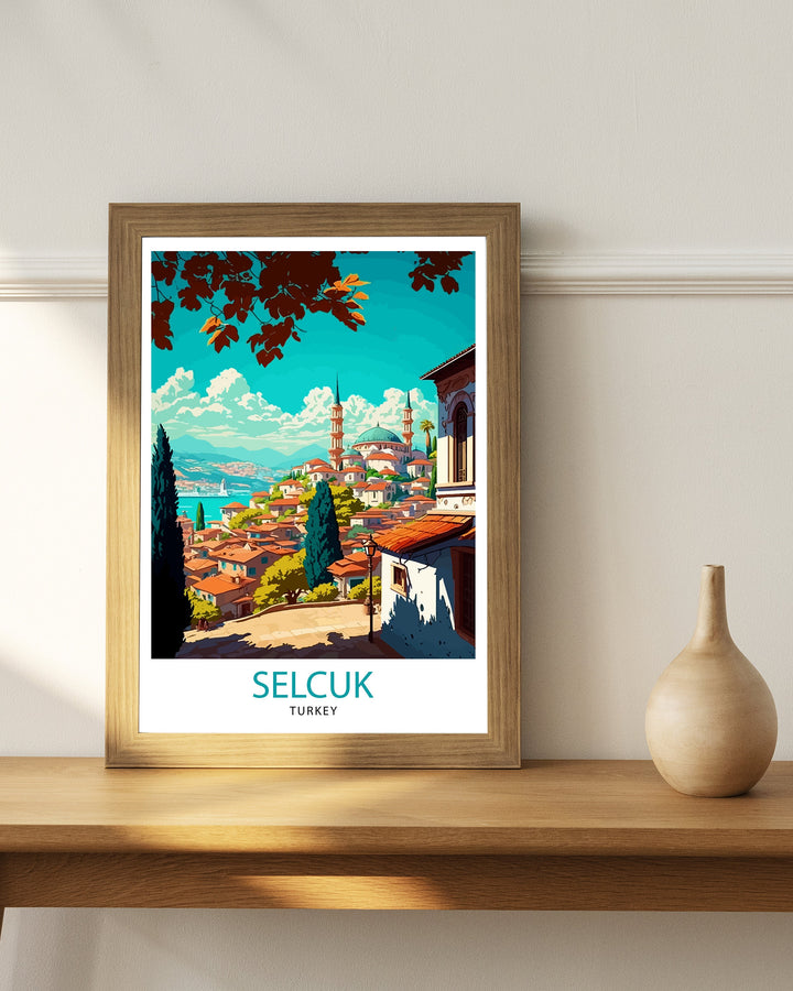Selcuk Turkey Travel Print - Selcuk Wall Art - Selcuk Illustration - Selcuk Travel Poster - Selcuk Turkey Home Decor