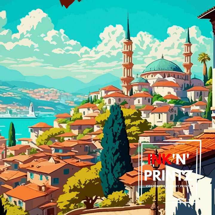 Selcuk Turkey Travel Print - Selcuk Wall Art - Selcuk Illustration - Selcuk Travel Poster - Selcuk Turkey Home Decor