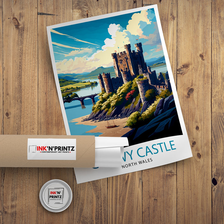 Conwy Castle Travel Print Conwy Castle Wall Art Conwy Castle Poster Wales Travel Decor Wales Illustration UK Travel Print Gift for Traveler