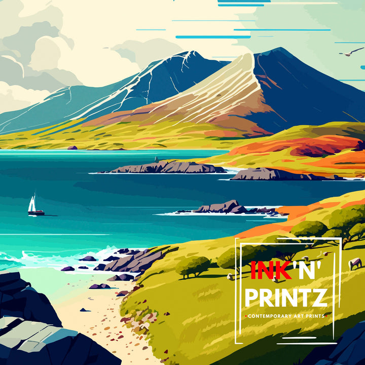 Isle of Jura Travel Print Jura Island Wall Art Scotland Travel Poster Jura Island Illustration Gift For Scotland Traveler Jura Island Home
