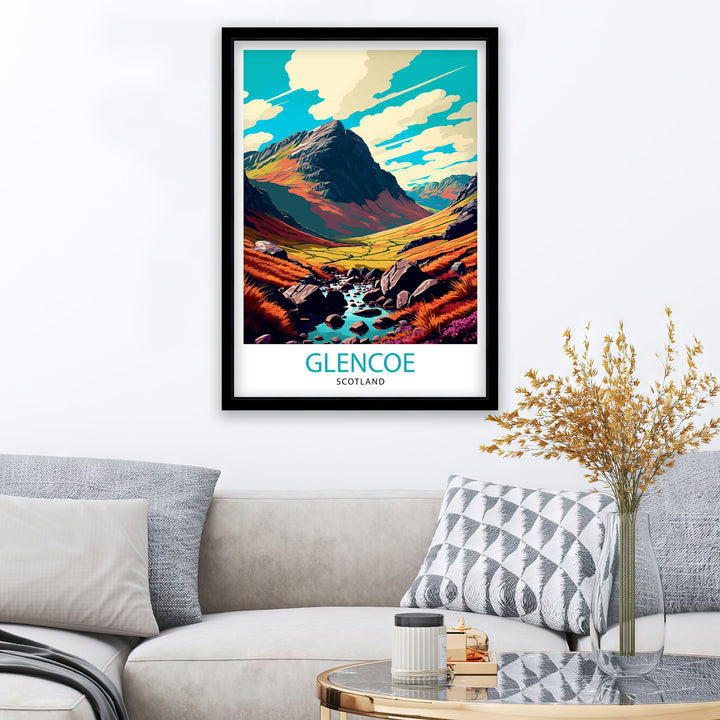 Glencoe Scotland Travel Poster Glencoe Wall Art Glencoe Scotland Landscape Poster Scotland Travel Poster Scottish Highlands Poster