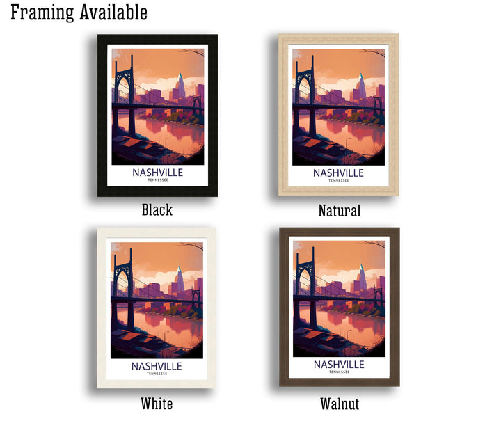 Nashville Travel Print| Nashville Wall Art Nashville Poster Music City Decor Tennessee Print Nashville Illustration Travel Poster Nashville