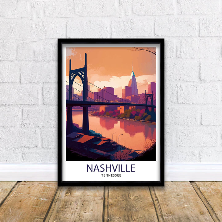 Nashville Travel Print| Nashville Wall Art Nashville Poster Music City Decor Tennessee Print Nashville Illustration Travel Poster Nashville