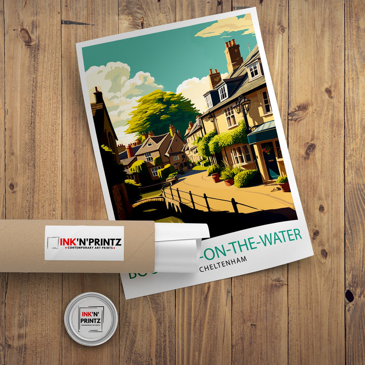 Bourton on Water Cotswolds Travel Poster Wall Art, Home Decor Cotswolds Illustration Travel Poster Gift for Travelers