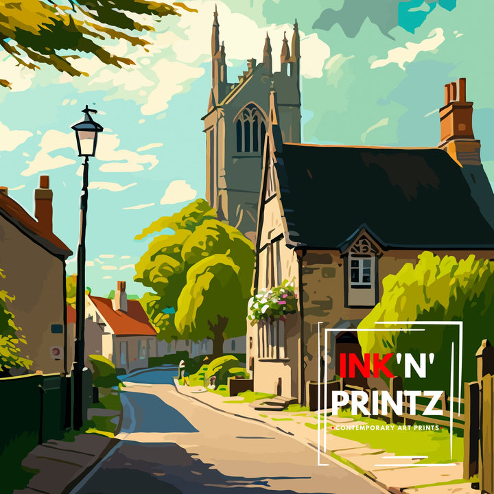 Laycock Wiltshire Travel Poster Laycock Abbey Wall Art England Countryside Illustration Travel Poster Gift For England Lovers UK Home Decor