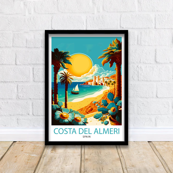 Costa del Almeria Travel Poster Spain Wall Art Almeria Illustration Coastal Decor Spain Travel Poster