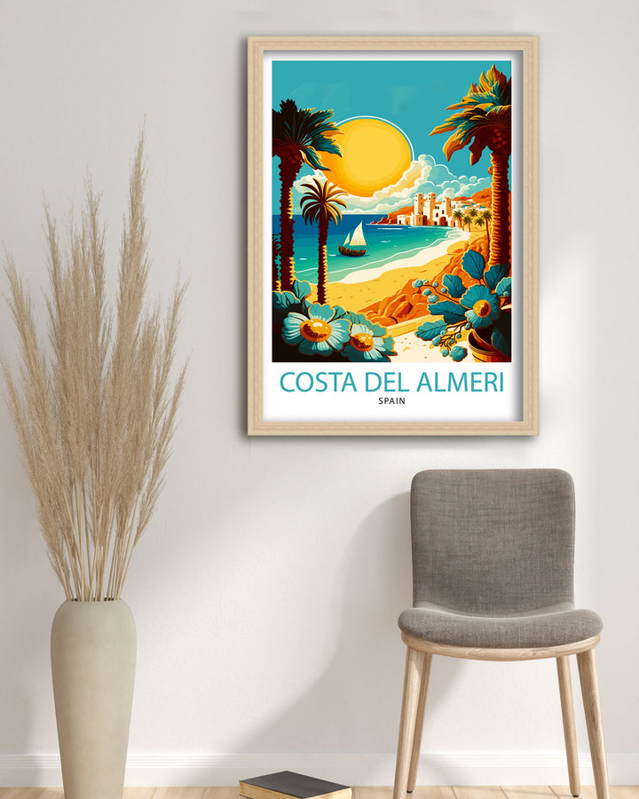 Costa del Almeria Travel Poster Spain Wall Art Almeria Illustration Coastal Decor Spain Travel Poster