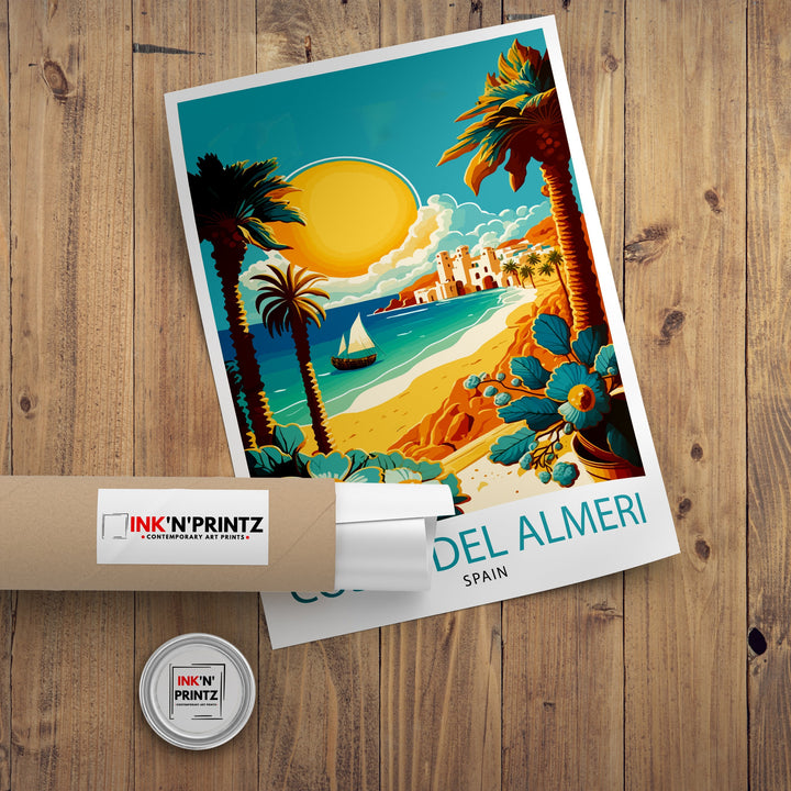 Costa del Almeria Travel Poster Spain Wall Art Almeria Illustration Coastal Decor Spain Travel Poster