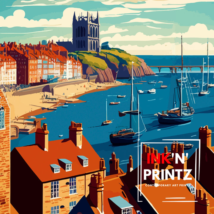 Whitby Harbour Travel Poster Whitby