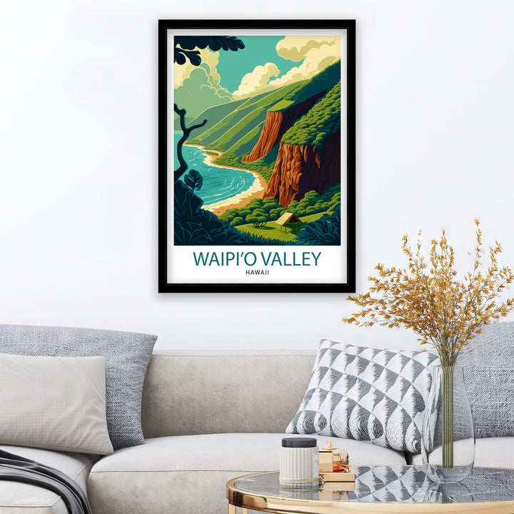 Waipio Valley Hawaii Travel Poster