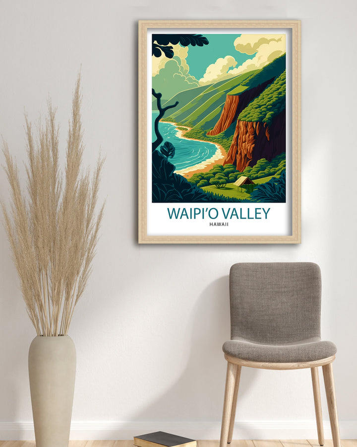 Waipio Valley Hawaii Travel Poster