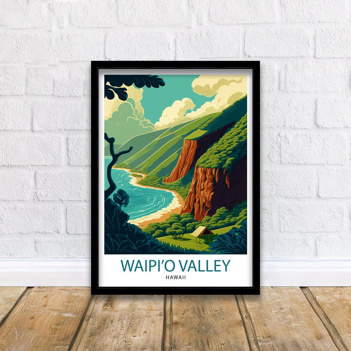 Waipio Valley Hawaii Travel Poster