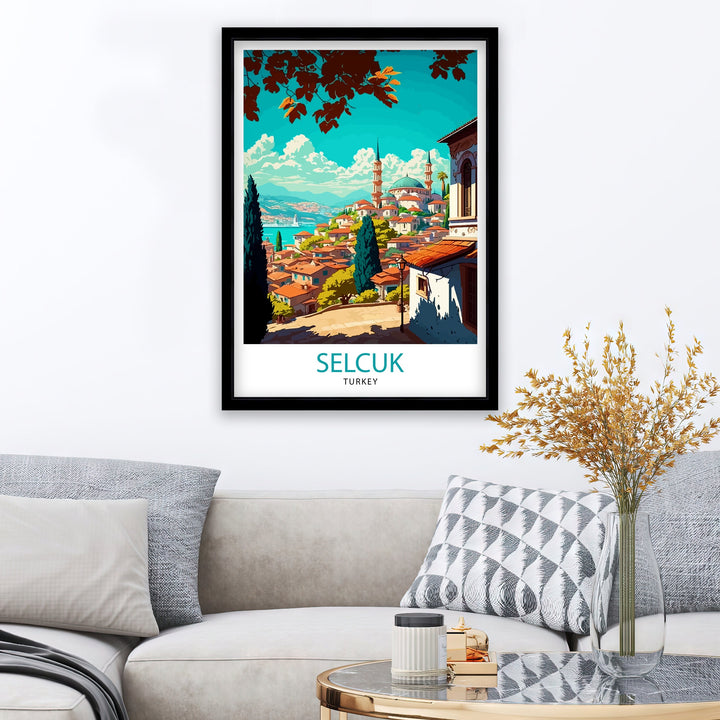 Selcuk Turkey Travel Print - Selcuk Wall Art - Selcuk Illustration - Selcuk Travel Poster - Selcuk Turkey Home Decor
