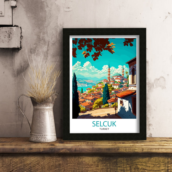 Selcuk Turkey Travel Print - Selcuk Wall Art - Selcuk Illustration - Selcuk Travel Poster - Selcuk Turkey Home Decor