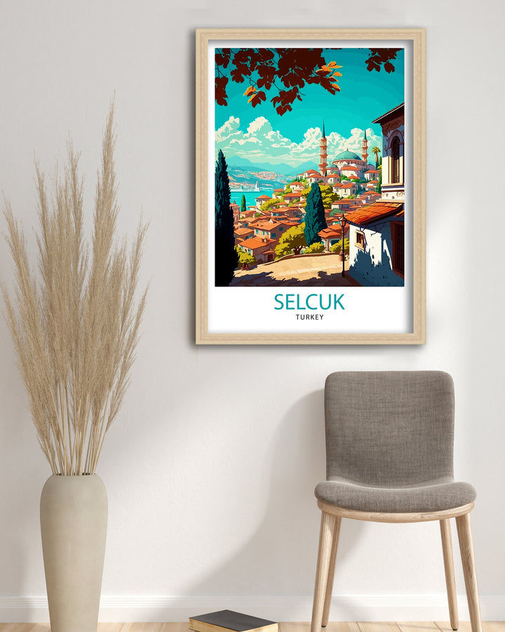 Selcuk Turkey Travel Print - Selcuk Wall Art - Selcuk Illustration - Selcuk Travel Poster - Selcuk Turkey Home Decor