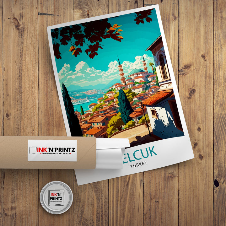 Selcuk Turkey Travel Print - Selcuk Wall Art - Selcuk Illustration - Selcuk Travel Poster - Selcuk Turkey Home Decor