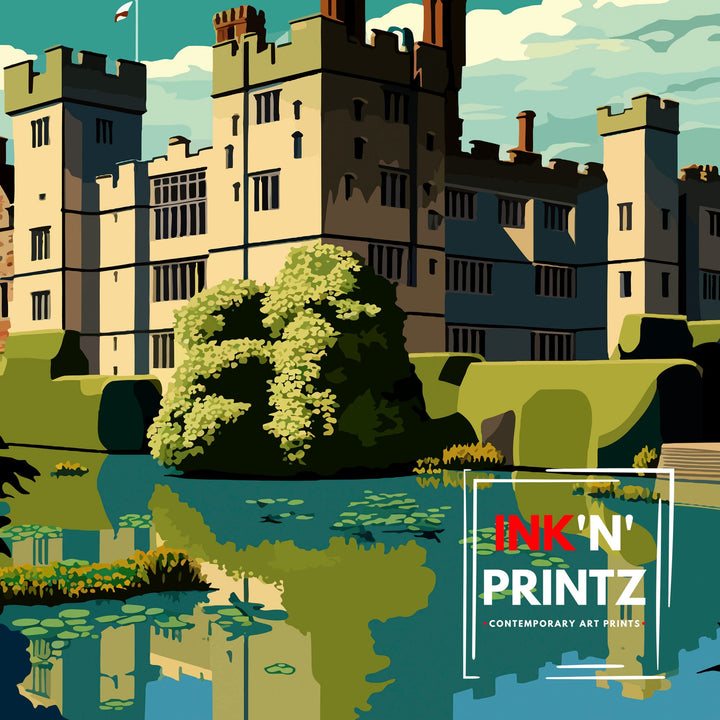 Hever Castle Travel Print Hever Castle Wall Art Hever Castle Illustration Travel Poster Gift For Travelers Home Living Decor