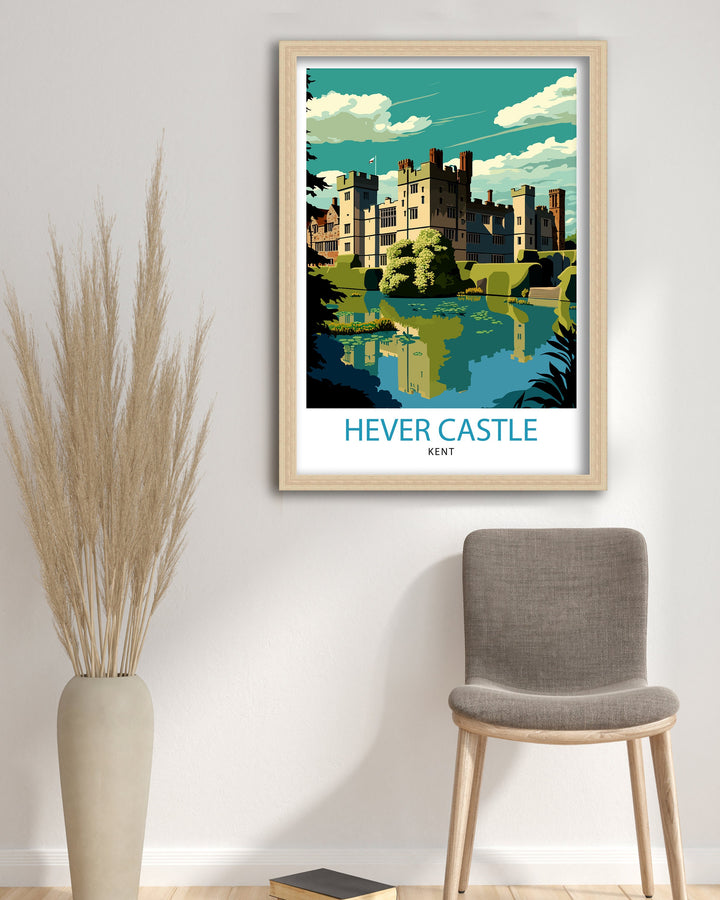 Hever Castle Travel Print Hever Castle Wall Art Hever Castle Illustration Travel Poster Gift For Travelers Home Living Decor