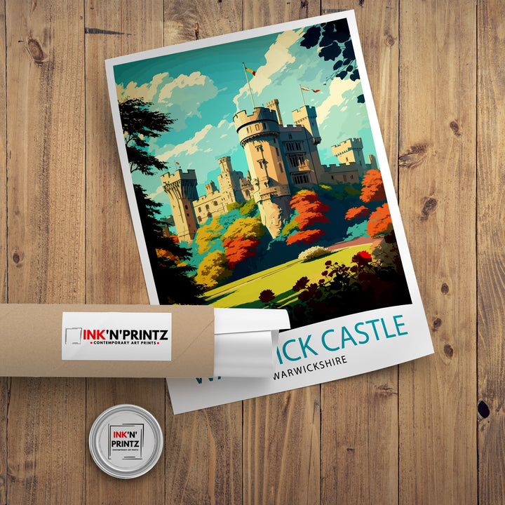 Warwickshire Castle Travel Print Warwickshire Wall Decor Warwickshire Home Living Decor Warwickshire Illustration Travel Poster Warwickshire
