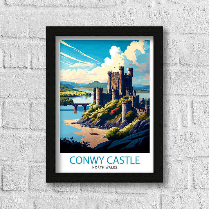 Conwy Castle Travel Print Conwy Castle Wall Art Conwy Castle Poster Wales Travel Decor Wales Illustration UK Travel Print Gift for Traveler