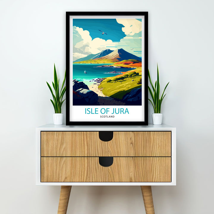 Isle of Jura Travel Print Jura Island Wall Art Scotland Travel Poster Jura Island Illustration Gift For Scotland Traveler Jura Island Home