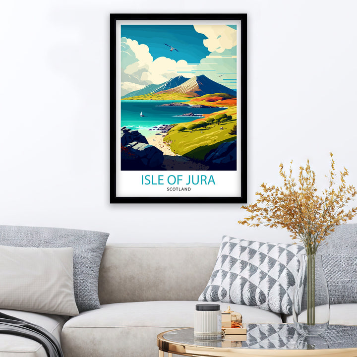 Isle of Jura Travel Print Jura Island Wall Art Scotland Travel Poster Jura Island Illustration Gift For Scotland Traveler Jura Island Home