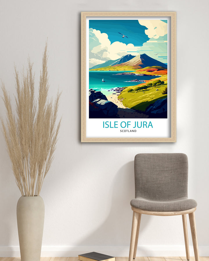 Isle of Jura Travel Print Jura Island Wall Art Scotland Travel Poster Jura Island Illustration Gift For Scotland Traveler Jura Island Home
