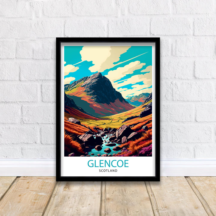 Glencoe Scotland Travel Poster Glencoe Wall Art Glencoe Scotland Landscape Poster Scotland Travel Poster Scottish Highlands Poster
