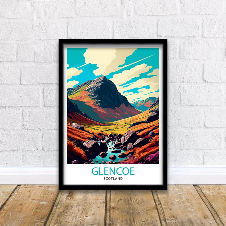 Glencoe Scotland Travel Poster Glencoe Wall Art Glencoe Scotland Landscape Poster Scotland Travel Poster Scottish Highlands Poster