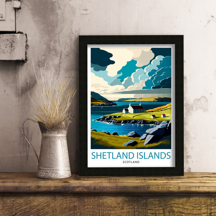 Shetland Islands Travel Poster Scotland Wall Art Shetland Islands Decor Scotland Illustration Travel Poster Gift for Travelers