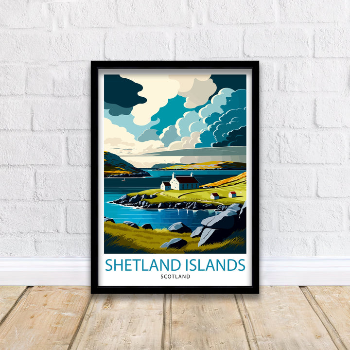 Shetland Islands Travel Poster Scotland Wall Art Shetland Islands Decor Scotland Illustration Travel Poster Gift for Travelers