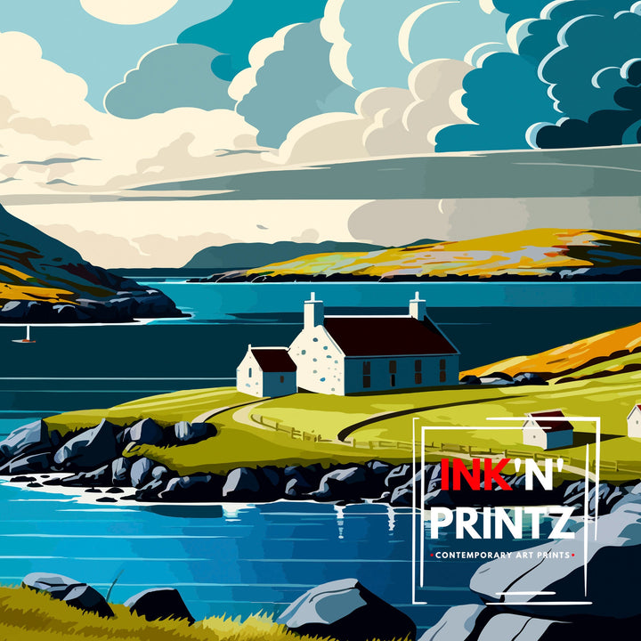 Shetland Islands Travel Poster Scotland Wall Art Shetland Islands Decor Scotland Illustration Travel Poster Gift for Travelers
